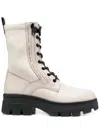 Calvin Klein Lace-up Leather Combat Boots In Neutrals