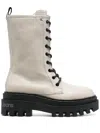 Calvin Klein Lace-up Leather Platform Boots In Nude