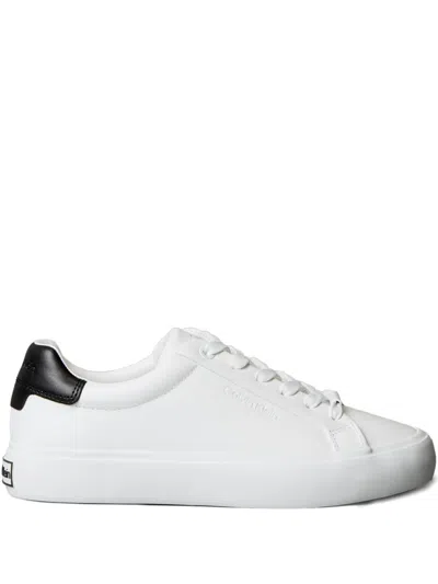 Calvin Klein Lace-up Panelled Sneakers In White