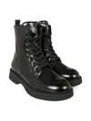 Calvin Klein Lace-up Patent Combat Boots In Black