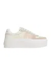 Calvin Klein Platform Panelled Sneakers Round Toe In White
