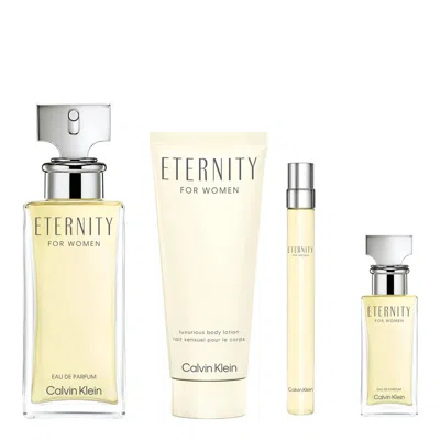 Calvin Klein Ladies Eternity 4pcs Edp Gift Set Fragrances 3616306130111 In Transparent