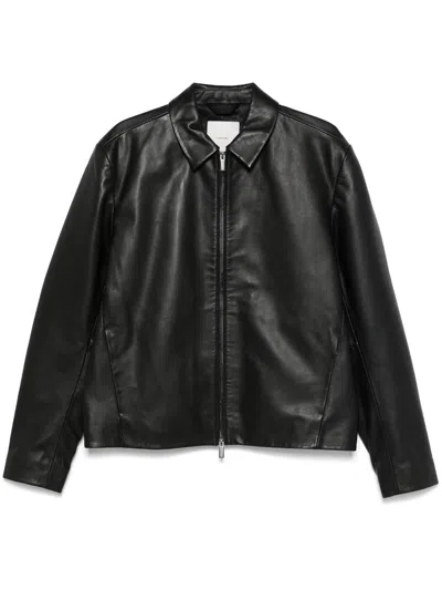 Calvin Klein Lamb Nappa Wing Collar Blouson Clothing In Black