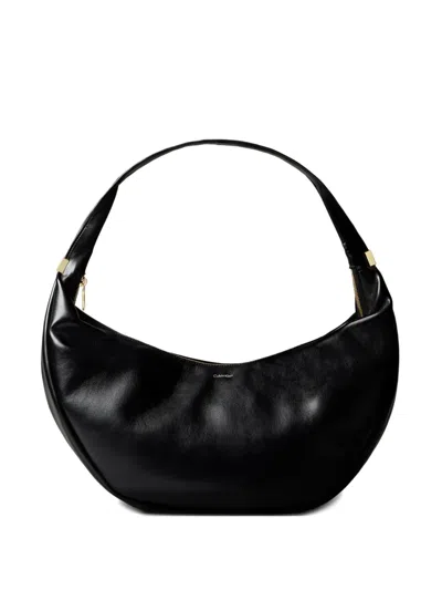 Calvin Klein Large Zip Shoulder Bag In Black