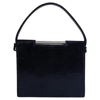 Pre-owned Calvin Klein Late 1990s  Dark Navy Blue Genuine Lizard Mini Frame Bag