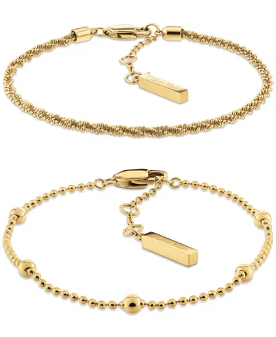 Calvin Klein Layered Chain Ball Bracelet Gift Set In Gold