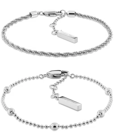 Calvin Klein Layered Chain Ball Bracelet Gift Set In Metallic