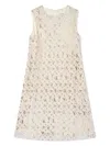 Calvin Klein Layered Logo-print Dress In Neutrals