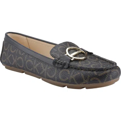 Calvin Klein Layne Buckle Loafer In Brown Logo