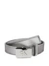 Calvin Klein Leather Belt In Silver