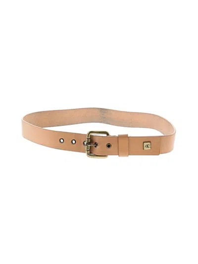 Pre-owned Calvin Klein Leather Belt In Tan