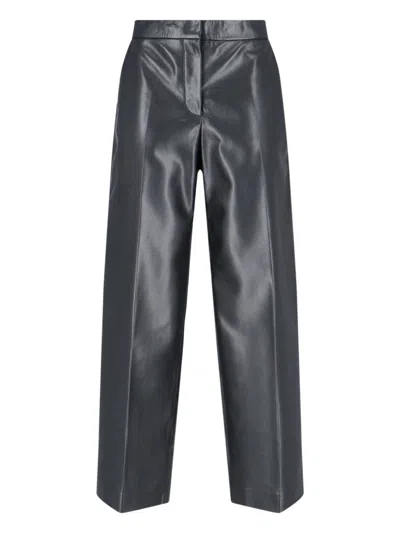 Calvin Klein Leather Blend Pants In Black  