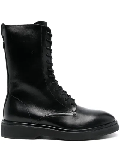Calvin Klein Leather Boots In 黑色