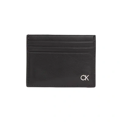 Calvin Klein Leather Card Holder In Black