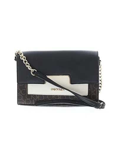 Pre-owned Calvin Klein Leather Crossbody Bag In Brown