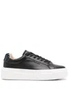 Calvin Klein Leather Flatform Sneakers In Black