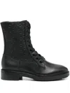 Calvin Klein Leather Logo Boots In Black