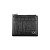 Calvin Klein Sleek Leather Card Holder With Zip Closure In Black