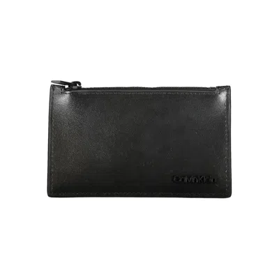 Calvin Klein Elegant Leather Zip Wallet In Timeless Black