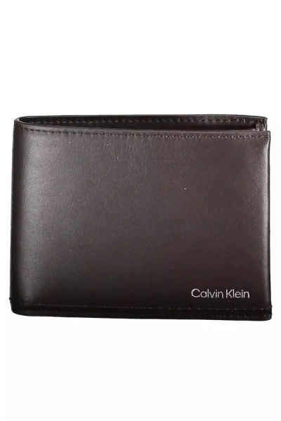 Calvin Klein Elegant Leather Wallet With Rfid Blocker In Brown