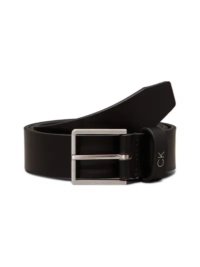 Calvin Klein Leather Metal-buckle Belt In Black