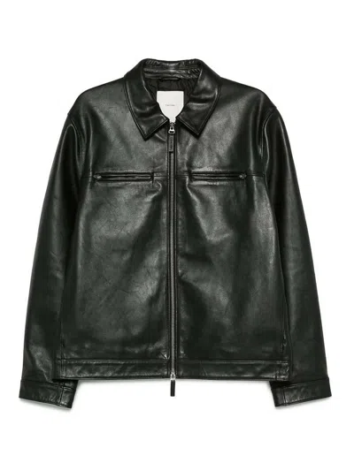 Calvin Klein Leather Outerwear In Black