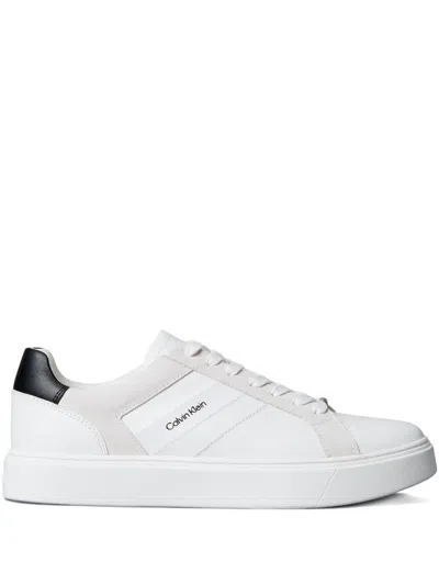 Calvin Klein Leather Panel Sneakers In White