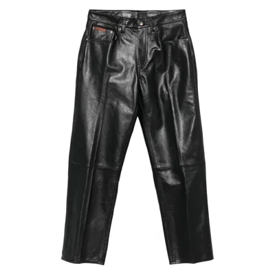 Calvin Klein Leather Pants In Black