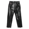 Calvin Klein Leather Texture Straight Trousers Pockets In Multi