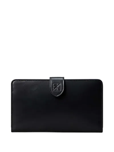Calvin Klein Leather Passport Wallet In Black