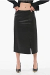 CALVIN KLEIN LEATHER PENCIL SKIRT WITH DOUBLE SLIT
