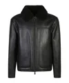 Calvin Klein Leather Pilot Leather Jacket In Black