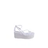 Calvin Klein White Leather Platform Sandals In White