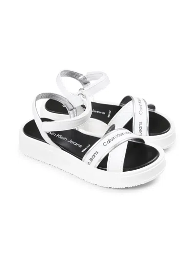 Calvin Klein Kids' Leather Sandals In White