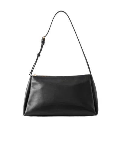 Calvin Klein Leather Shoulder Bag In Black