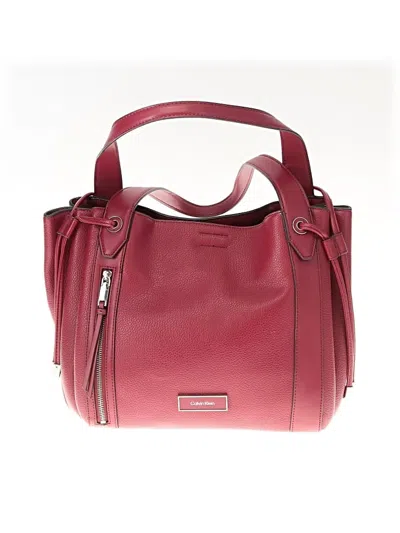 Pre-owned Calvin Klein Leather Shoulder Bag In Burgundy