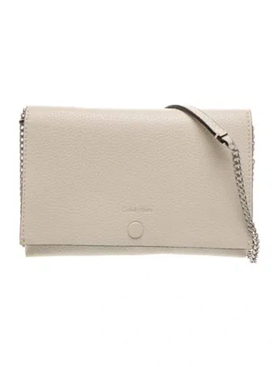 Pre-owned Calvin Klein Leather Shoulder Bag In Neutral