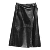 Calvin Klein Wrap-design Leather Skirt In Black