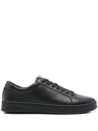 Calvin Klein Leather Sneakers In Black