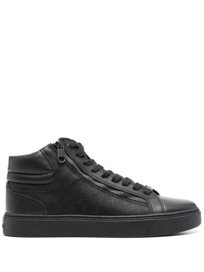Calvin Klein Leather Sneakers In Black