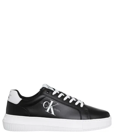 Calvin Klein Leather Sneakers In Black
