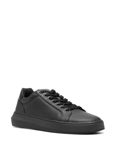 Calvin Klein Leather Sneakers In Black