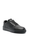 Calvin Klein Leather Sneakers In Black