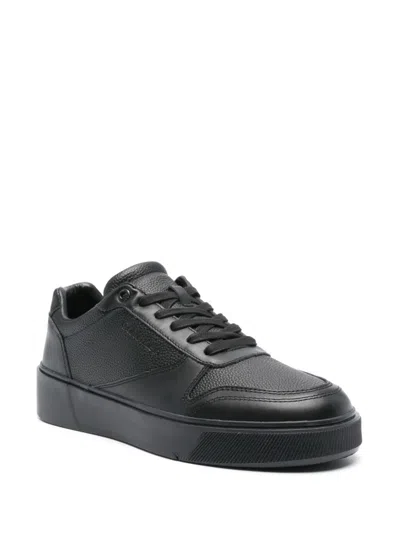 Calvin Klein Leather Sneakers In Black