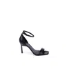 Calvin Klein Black Leather Stiletto Heel Sandals In Black