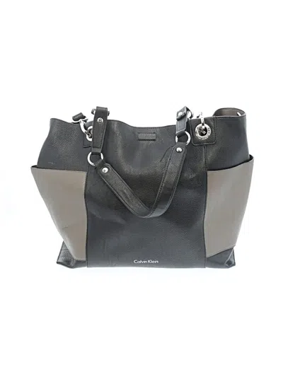 Pre-owned Calvin Klein Leather Tote Bag In Gray
