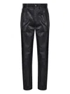 Calvin Klein Leather Texture Straight Trousers Pockets In Black