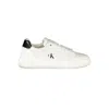 Calvin Klein Sleek White Lace-up Sneakers With Contrast Details
