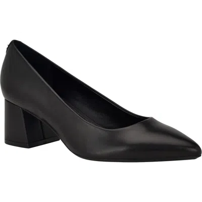 Calvin Klein Lenott Pointed Toe Pump In Black Leather