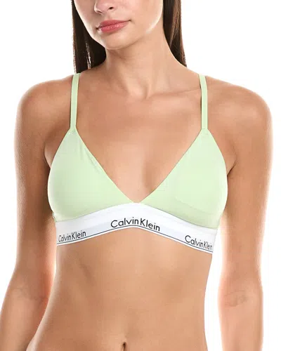 Calvin Klein Gray Cotton Women Bralette In Green